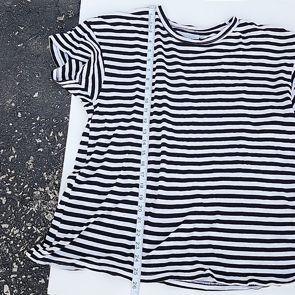 THE GREAT. Black and White Striped Tee Small - Picture 7 of 8